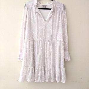 H&M Embroidered Dotted Chiffon Boho Dress